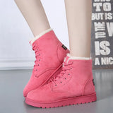 Add Thick Cotton Women Snow Boots Flat Lace Up Winter Platform Ladies Warm Shoes Flock Fur Women's Suede Ankle Boots