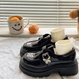 Breakj Spring Style Mary Jane Shoes Women's Shoes Pure Color Love Button Fashion Cute And Versatile Small Leather Shoes Super Height