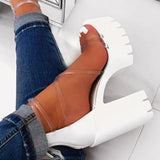 Club Party Platform Chunky Heel Sandals Summer Plus Size Shoes Transparent Gladiator Heel Sandals Shoes