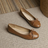 Big Size Bowtie flat shoes woman round toe crystal glitter slip on loafers soft bottom bow ballet flats ladies OL