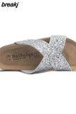 2023 Summer Cross Cork Slipper New Fashion Women Casual Beach Slip on Outside Non-slip Slides