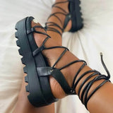 Sandals for Women 2022 Summer Woman Thick Bottom Platform Flats Women's Cross Strap Sandalias Female
