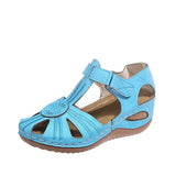 Breakj Summer New Women's Shoes Large-Size Hollow Women's Shoes Car Sewing Slope And Round Head Hollow Laser Sandals