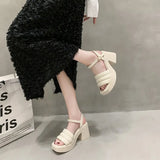Breakj Summer New Thick-Bottomed Slippers Women's Thick Heel Square Head Fashion Wearing High Heel One-Word