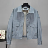 Women Green Faux Leather Jacket Batwing Sleeve Biker Coat Short Single Breasted Pu Motorcycle Loose Jacket