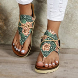 Breakj Size Sandals Women Popular Summer New Clip Toe Print Flat Sandals Women's Back Zipper Women