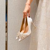 Spring and Autumn New Fashion Bridal Shoes Not Tired Feet Red Female Stiletto Pointed Toe Comfortable High