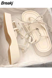 Sandals Woman Leather Low-heeled Rubber Rome Slides Hoof Heels Fabric Low Sandals Woman Leather Low-heeled Slides Rome