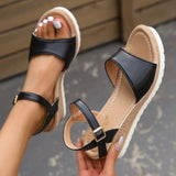 Breakj Ladies Sandals 2025 Summer New Large-Size Pine Cake Thick Bottom Slope With Fish Mouth Buckle