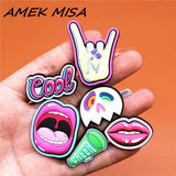 PVC Croc Shoe Charms NEW Cool Screaming French Wet Kiss Skull Mask Shoes Decorations for Jibz Kids Party Gifts