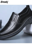 Leather Shoes for Men Black Classic Men Casual Shoes Slip-on Soft Bottom Round Head Men's Driving Shoes Business