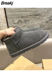 2023 New Winter Snow Boots Women's Leather Short Boots Flat Plush Cotton Shoes Fur Ankle Boot Female Booties Woman