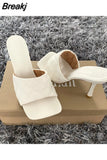Women High Heels Sandals Ladies High Heel Slippers Square Toe Thin Heel Fashion Female Slides Summer Shoes