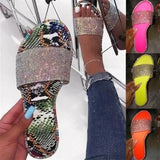 Breakj Large-Size 43 Water Drill Cool Slippers Women's Word Drag Women's Sandals Summer New Slippers