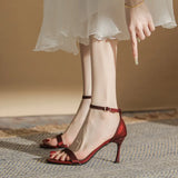 Fine Heel Sandals Women Summer 2024 New One Word With Fashion Versatile Not Tired Feet Temperament High Heels