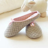 Bowtie Winter Women Home Slippers For Indoor Bedroom House Soft Bottom Cotton Warm Shoes Adult Guests