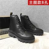 Winter New Black Thick Base Cloth Mid-Top Boots Men Fall British Trend Boots Hight-Top Korean Casual Men's Shoes