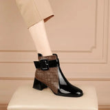 Breakj Heels Women's 2025 New Shoes Winter Korean Version Of The Fashion Round Head Short Boots Lady High Heel Low Barrel