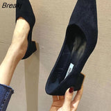 Shoe Autumn Ladies Work Shoes Cashmere Round Head Casual Shoes High Heel Low Heel Platform Comfortable Shoes Women