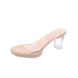Breakj Slippers Women's 2025 Summer New One-Word Wearing Fashion Crystal Heels Women's High-Heeled
