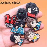 Drama Squid Game Shoe Charms 123 Wood Man Sugar Pie Game Shoes Accessories Decoration Fit Buckle Croc Jibz Kids