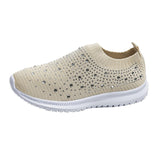 Shiny Crystal Knitted Sneakers for Women Plus Size Light Slip on Flats Shoes Woman Casual Soft Bottom Sock Shoes