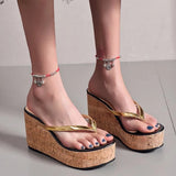 Fashion Women Sandals Thick Sole Non-Slip Sandals Women High-Heeled Wedges Beach Ladies Shoes New Roman Comfy Sloffen