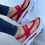 Breakj Summer Large-Size Slope Heel Buckle With Sandals Southeast Asia New Wearing Roman