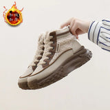 Breakj Velvet High Top Casual Shoes Female 2024 Winter New Student Ins Korean Version Warm Casual Platform Cotton Shoes