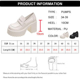 Black White Chunky Platform Loafers Women 2023 Autumn Thick High Heel Pumps Woman Slip On Pu Leather Goth Shoes
