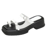 Breakj Thick Bottom Slippers Women Wear 2025 Summer Fashion Square Jacket Slippers Sweet Word Beach Cool