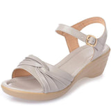 2018 New Open Toe Sexy Summer Women Sandals Genuine Leather Shoes Sandals Plus Size Comfortable Flat Wedges