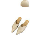 Shoes 2025 Summer New Flat Cool Slippers French Head Tip Flat And Folded Half Slippers Women
