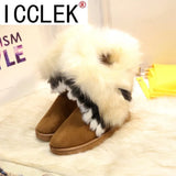 Women Slip on Flat Cotton Shoes Women Light Ankle Boots Female White 2023 Winter Super Warm Snow