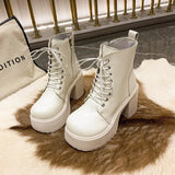 Breakj 2025 Autumn And Winter New British Style And Tie Martin Boots Women Thick Bottom High And Fashion Short