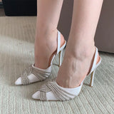 10cm Thin High heels Women Sandals Fashion Transparent PVC Rhinestone Slingbacks Gladiator Sandals Summer Party Prom