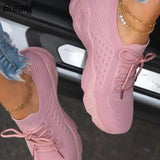 Women Sneakers Casual Shoes Comfortable Mesh Lace-Up Ladies Sport Shoes Wedges Chunky Women's Vulcanized Females Plus