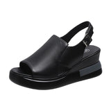 Thick-soled Wedge Sandals Women 2022 New Summer High-heeled Fish Mouth Women's Shoes Soft Leather High Platform Shoes