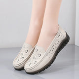 Breakj Autumn Leather Soft Soles Casual Women's Singles Comfortable Anti-Slip Wear-Resistant Mother Shoes Bean Shoes