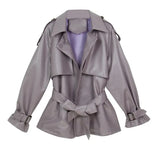 Autumn Women Loose Pu Faux Soft Leather Jacket Turndown Collar Motorcycle Black Coat Female Streetwear Outerwear With
