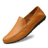 Mens Shoes Leather Casual Shoes Fashion Sneakers Men Loafers Breathable Slip on Moccasins Driving Shoes for Male Plus Size