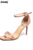 Women Sandals Summer High Heels Sandal Nude Heels Sandals Women Concise Patent Leather Party Dress Shoes Woman