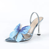 Breakj Selling Three-Dimensional Phantom Butterfly Mirror Snake Pattern Blue Lady High Heel Sandals Ultra-High