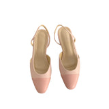 Woman Shoes Beige Heeled Sandals Round Toe Shallow Mouth Original Black Comfort Girls Closed Low Basic PU Neutral Back
