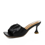 Women Slippers Pleated Summer Light Sexy Open Toe Solid Color Sandals Stiletto Heels Women Luxury Prom Woman Black