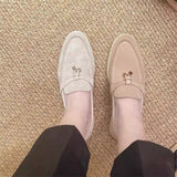 Breakj Shoes Women 2025 Spring And Autumn New Tuxedo Buckle Lazy Shoes Anti-Slip Casual Sole Single