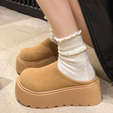 Breakj Head Women's Shoes 2025 New Plus Velvet Thick-Bottomed Slippers Outside Bokensong Cake Cotton