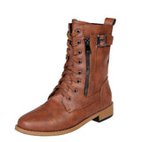 Breakj And Winter New Large Size 43 Flat Bottom Martin Boots Women's High-Tipper Zip Women Belt Buckle
