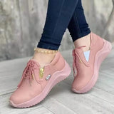 New Women Autumn Solid Color Pu Leather Sport Sneakers Wedges Lace-Up Platform Vulcanized Shoes Casual Ladies Walking