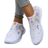 Breakj Women's Shoes Spring Breathable Sports Casual Shoes Water Drill Rainbow Shiny Flying Shoes Thick-Soled Running Shoes